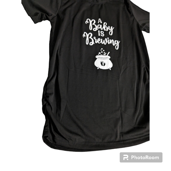Maternity T-shirt. 'A Baby Is Brewing.' Black. Small. NWOT. - Picture 10 of 10